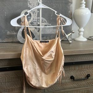 Gold Satin/Silk Cowl Neck Top